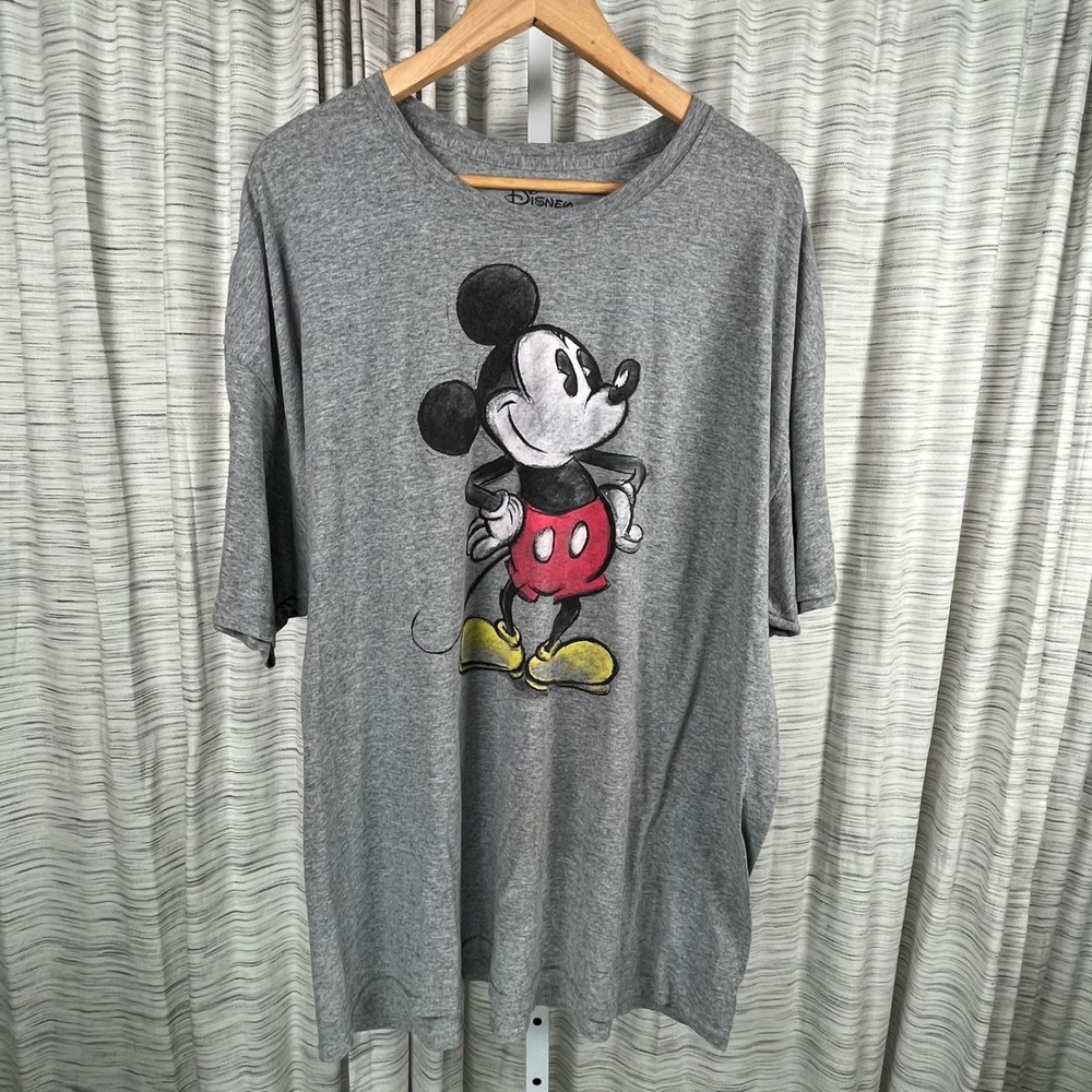 Disney Mickey Mouse Graphic T-Shirt Gray Heather Short Sleeve 3XL Mad Engine